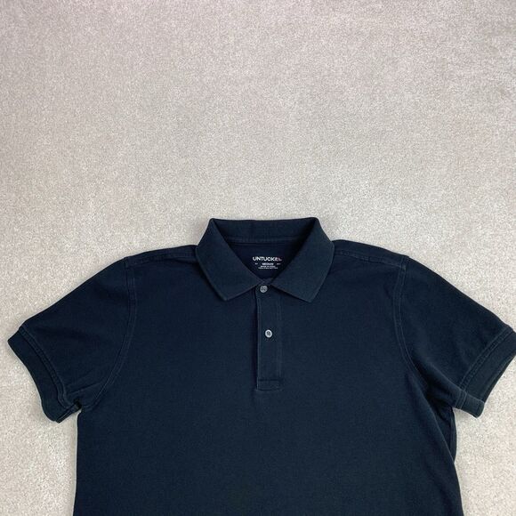 UNTUCKIT Polo Shirt Men's Size Medium Black Short Sleeve Cotton Collared Preppy - Picture 2 of 12